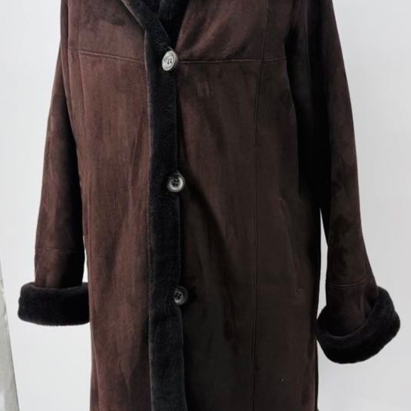 Authentic Overland Shearling Long Coat Coffee/Dark Brown - Picture 6 of 15